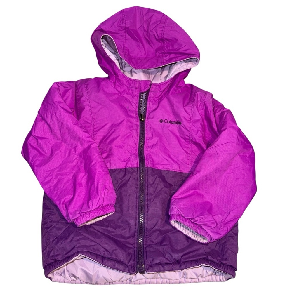 📌Girls Columbia XS 4/5 Purple Hooded Jacket Lightweight Zip Outdoor Coat